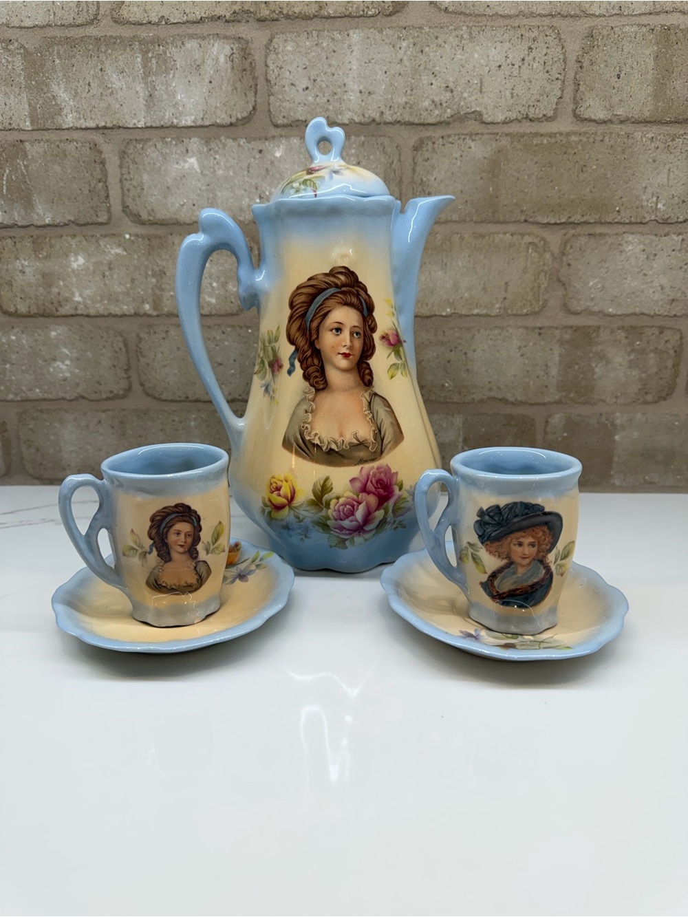 Antique Monreau Hand Painted Tea Set